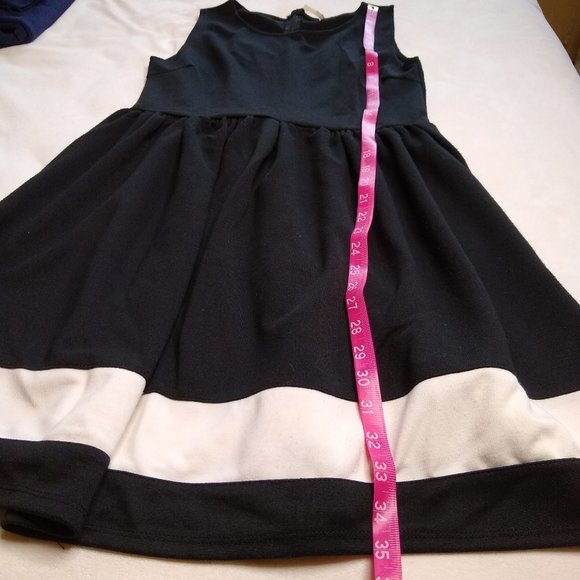 Black White Dress White Color Block Stripe Flare - Picture 12 of 14